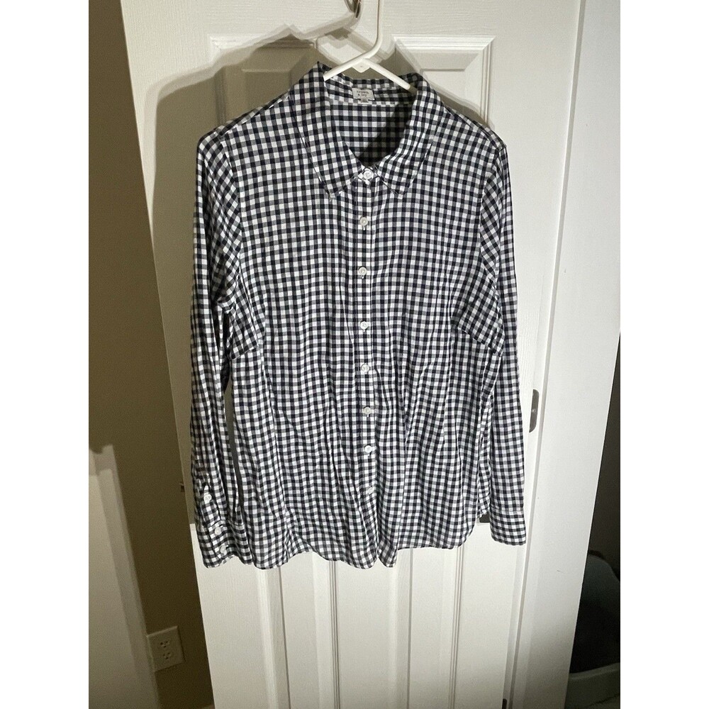 Crown & Ivy Checkered Button Down XL Top Plaid Fall Office Minimalist